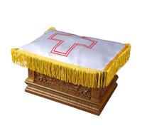 WEKAMOS Tissu de Recouvrement pour Urne Funéraire en Soie Imprimée Croix Couvre-Cendres Blanc Fournitures Funéraires pour Crémation Décoration Solennelle pour Cercueil Protection