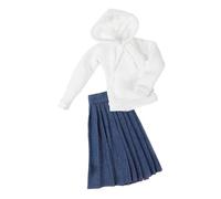 WEKAMOS Vêtements Poupée Sweat à Capuche Blanc et Jupe Plissée Bleue Costume Réaliste pour Poupées Bjd Facile à Habiller Accessoires Mode pour Jeu Créatif