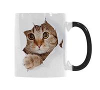 WEKITY Tasse à café magique Changement de couleur Tasse drôle, Chat Café Thé en céramique unique sensible à la chaleur, tasse cadeau de Noël mignon pour femmes hommes enfants (chat)
