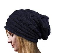 Weknowu Bonnet d'hiver en laine tricotée pour femme Motif crâne - Bleu - Taille Unique