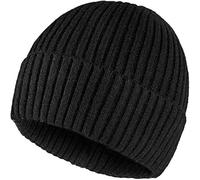 WEKNOWU Bonnet rétro unisexe en tricot doux et extensible au quotidien pour homme et femme, Noir , taille unique