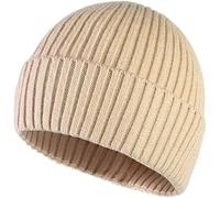 WEKNOWU Bonnet unisexe rétro en tricot doux et extensible pour homme et femme - Beige - Taille Unique