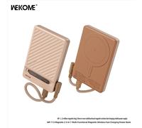 WEKOME WanCi Wang 2 Batterie externe 3-en-1 magnétique sans fil à charge rapide, 5000 mAh, WP-112, rose, 1 pièce, compatible avec iPhone, Huawei, Samsung, Xiaomi