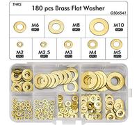 WEKON 180pcs Rondelle Plate en Laiton Assortiment, M2 M2.5 M3 M4 M5 M6 M8 M10 pour L'étanchéité des Vis - Bagues D'étanchéité avec Boîte