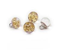 WEKONUMEX Boutons pour la couture et le bricolage, Lot de 50 boutons en résine avec tige, 10 mm, feuille d'or multicolore, for la confection de tissus(Purple)