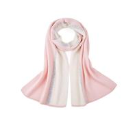 WEKONUMEX Écharpes pour Femmes, Écharpe d'hiver en Pure Laine rayée Beige/Rose Arc-en-Ciel 190 x 35 cm(Pink)