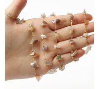 WEKONUMEX Guirlande de Perles, Lot de 2m de chaîne Chapelet en Perles de Pierre for Bijoux à Faire soi-même, Bracelet, Collier, Multicolore(Botswana Agate)