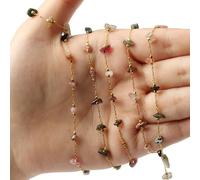 WEKONUMEX Guirlande de Perles, Lot de 2m de chaîne Chapelet en Perles de Pierre for Bijoux à Faire soi-même, Bracelet, Collier, Multicolore(Colorful Tourmaline)
