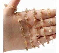 WEKONUMEX Guirlande de Perles, Lot de 2m de chaîne Chapelet en Perles de Pierre for Bijoux à Faire soi-même, Bracelet, Collier, Multicolore(Sunstone)