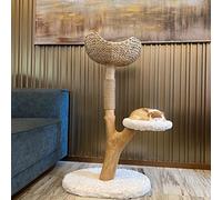 WEKONUMEX Structure d'escalade pour chat, Arbre à chat en bois massif for grands chats jusqu'à 22 lb avec panier en jacinthe d'eau 17,5 x 23,5 x 40 pouces, marron ou blanc(White)