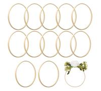 Wekuw 12 Pièces Cercle Bois, 15cm Anneaux Attrape Rêve en Bambou, Anneau Bois pour Attrape Rêve, Cercle Attrape Reve pour Décoration de Couronne de Noël, Couronne de Mariage, DIY