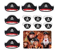 Wekuw 12 Pièces Pirates Accessoires set Pirate d'Accessoires Déguisement Pirate Enfant Cosplay Pirate Cache Oeil Deguisement Pirate Convient pour Les Fêtes de Fin d'Année, Les Soirées à Thème Pirates