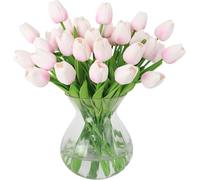 Wekuw 15PCS Tulipe Fleurs Artificielles Tulip Fausse Fleur Bouquet Fleur Artificielle Latex Tulipes,Fleurs PU Faux Tulipes pour Mariage Intérieur et Extérieur, Décoration de Fête DIY(Poudre dégradée)