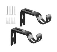 Wekuw 2 Pièces Support de Tringle à Rideaux, Support de Tringle à Rideau Réglable Support pour Tringle à Rideau en Métal avec Vis et Chevilles, pour Tringle à Rideau Fixation de Maison Chambre (Noir)
