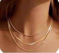 Wekuw 3 Pièces Collier Chaîne Serpent Or Femme Collier Pendentif Personnalisé 18K, du Cou Simples Ensemble de Colliers Ras Chaîne Délicate en Or avec Bracelets Bijoux Tendance Empilés pour Femmes
