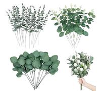 Wekuw 30 Artificiel Plantes Feuilles Eucalyptus Artificielles Interieur Decoration Maison Branche Plante Verte Feuille Artificielle Deco pour Les Mariages, Les Fêtes, Jardin, Vase et Chambre (Vertes)