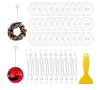 Wekuw 30 Pcs Crochet Adhésif Plafond 3mm avec Une Chaîne Crochet Adhesif Mural avec 1 Grattoir,Crochets Ventouse Puissante Accroche Tableau Sans Percer pour Décoration de Salon,Bain,Plafond
