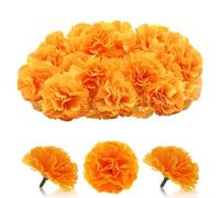 Wekuw 30 Pcs Têtes de Fleurs en Faux œillet, Fleurs Artificielles Marguerite Fleurs Artificielles Deco, Convient pour Les Fêtes, la Décoration de la Maison, la Décoration de Mariage (Orange)