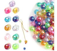 Wekuw 400 Pièces Perles Acryliques AB Colorées 10mm Perles Rondes Perles Artisanales Enfilage de Perles en Plastique pour DIY Collier, Bracelet, Fabrication de Bijoux