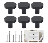 Wekuw 6 Pièces Bouton de Meuble (Noir) Boutons de Portes pour Placards Poignee de Meuble Boutons Placard Noir Rondes Bouton de Porte Convient pour Armoire à Tiroirs de Bureau