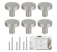 Wekuw 6 Pièces Poignée Meuble Cuisine (Argent) Boutons de Porte Argenté Poignee de Meubles Boutons de Meubles Bouton Porte Placard Rondes Bouton de Porte Convient pour Armoire à Tiroirs de Bureau