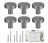 Wekuw 6 Pièces Poignée Meuble(Gris) Bouton de Porte Bouton Tiroir Metal Bouton de Portes Placard Boutons de Meubles Cuisine Bouton Porte Convient pour Armoire à Tiroirs de Bureau