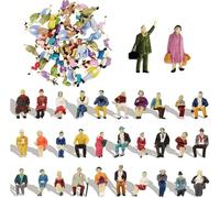 Wekuw 60 Pièces Ensemble de Personnage Miniature Figurines Colorées Maquette dans Différentes Poses Figurines Personnes à L'échelle 1:87 Mini Modèle de Trains Architecturaux, pour Scènes Miniatures