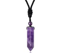 Wekuw Amethyste Pierre Pendentif Naturelle Femme Homme Collier en Cristal,Quartz Collier Améthyste Cristaux Pierres de Guérison Protection,Pierres Lithotherapie, Pierre Precieuse pour la Meditation