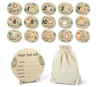 Wekuw Carte Etape Bébé Bois Cadeau Naissance Fille Garcon, Cadeau Bebe en Bois, Cadeau Bapteme Fille Garcon, 30 Moments - 15 Cartes Cadeau Jeune Maman/Femme Enceinte/Futur Papa/Bebe Naissance