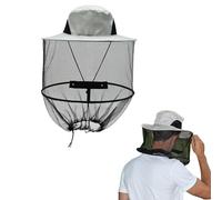 Wekuw Chapeau D'apiculteur Moustiquaire de Tete Filet de Tête Anti-Moustiquaire Chapeau Ecran Insecte pour Hommes Femmes Pêche en Plein Air Camping(Gris)