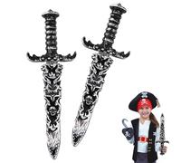 Wekuw Épée en Plastique, 2 Pièces Epée de Pirate Dague de Pirate Toy Sword Faux Couteau Non Tranchant Jouet D'épée Pirate en Plastique, pour Accessoires de Costume de Pirate, Fête de Pirate (Argent)