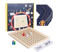 Wekuw Jeu de Bord Montessori en Bois Multiplication & Addition 2 en 1 | Tableau de Multiplication en Bois Planche des Tables de Multiplications Outil d'enseignement de Multiplications par