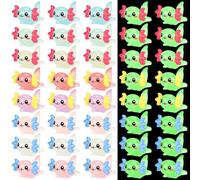Wekuw Mini Axolotls en Résine, 24 Pièces Petits Lumineux Arbre Elfes Axolotls Lumineux Statues Ornements d'animaux en Micro Résine, pour Les DéCorations de Maison et du Jardin (8 Couleurs)