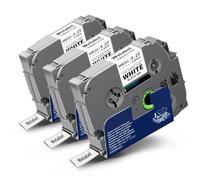 Welabel Lot de 3 rubans d'étiquettes thermorétractables compatibles Brother P-Touch de 5,8 mm pour HSe-211 HSe211 - Noir sur blanc - Pour Brother PT-E560BTVP PT-E110 PT-E300 PT-D600 PT-E550W PT-H101C
