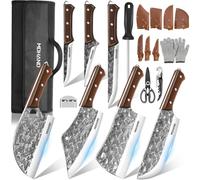 Welan 14 Pièces Set Couteaux Et Ustensiles De Cuisine Complet, Couteau Hachoir, Machette, Feuille De Boucher, Pour Cuisine & Camping
