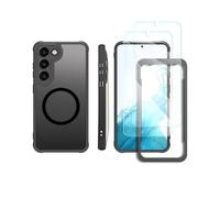 welangle Coque magnétique pour Samsung Galaxy S23 avec 2 protecteurs d'écran et 1 Cadre d'installation, Ultra Fine translucide Noir givré (pour Galaxy S23)