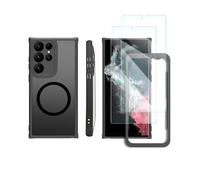 welangle Coque magnétique pour Samsung Galaxy S23 Ultra avec 2 protecteurs d'écran et 1 Cadre d'installation, Coque Ultra Fine translucide Noir givré (pour Galaxy S23 Ultra)