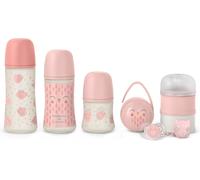 Welcome Baby Gift For Newborns 150 Ml + 270 Ml Bottle + 360 Ml Bottle + Symmetrical Pacifier Sx Pro 0-6 Months + Measuring Cup + Pacifier Box + Pacifier Clip Pink