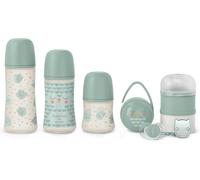 Welcome Baby Gift For Newborns 150 Ml + 270 Ml Bottle + 360 Ml Bottle + Symmetrical Pacifier Sx Pro 0-6 Months + Measuring Cup + Pacifier Box + Pacifier Clip Green