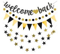 Welcome Back Kit de décoration pour la maison, bannière de bienvenue, guirlande d'étoiles et drapeaux triangulaires, décoration de bienvenue pour baby shower, fête de famille, pendaison de crémaillère