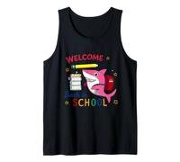 Welcome Back to School Happy Fish Cute Shark Pink Débardeur