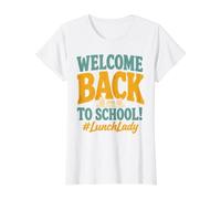 Welcome Back to School Lunch Lady Cafeteria Staff T-Shirt Graphique avec Valeur, Femme, Blanc, M