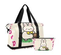 Welcome Home - Grand sac fourre-tout avec sangle réglable pour salle de sport - Grande capacité - Motif lapin mignon - Taille 1, Bienvenue à la maison mignon lapin de dessin animé, 1 size