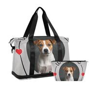 Welcome Home - Lot de 2 sacs de voyage en forme de chien de dessin animé avec trousse de toilette pour yoga, Welcome Home Chien de dessin animé mignon, 1 size