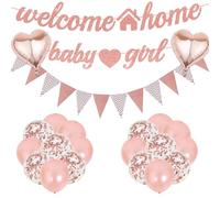 Welcome Home Lot de 22 ballons décoratifs pour fête prénatale, baptême, fille, pour fête prénatale, fête de révélation de genre, fête de bienvenue à la maison, pour bébé fille