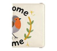 Welcome Home - Porte-passeport et carte de vaccin en cuir - Motif oiseau de dessin animé - Étanche