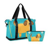 Welcome Home Sac de sport avec sac de toilette pour salle de sport Motif chien, Welcome Home Chien de dessin animé mignon, 1 size