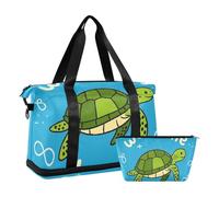 Welcome Home Sac de voyage étanche Motif tortue de dessin animé avec trousse de toilette pour voyages d'affaires, Bienvenue à la maison mignonne tortue de dessin animé, 1 size