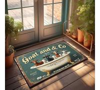 Welcome Mat Fall Goat & Co : A Whimsical Soap Advertorial Bath Scene Doormat Welcome Mat Tapis de bienvenue Tapis d'automne pour porte d'entrée (50 x 80 cm)