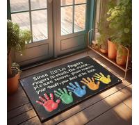 Welcome Mat Fall Remove Your Shoes At The Door - Paillasson coloré avec empreintes de mains - Tapis de bienvenue d'intérieur pour porte d'entrée (65 x 90 cm)